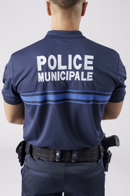 POLO CLIMLIGNE RESPIRANT POLICE MUNICIPALE MARINE BANDE GITANE - MC – Image 2