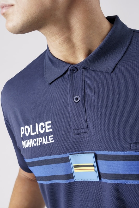 POLO CLIMLIGNE RESPIRANT POLICE MUNICIPALE MARINE BANDE GITANE - MC – Image 3