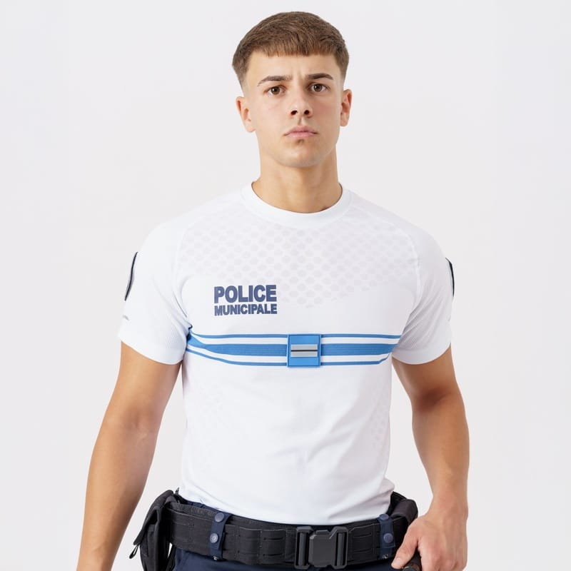 T-SHIRT "AIRFLOW" THERMORÉGULANT POLICE MUNICIPALE BLANC